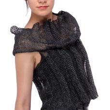 Paper yarn garment knit with Japanese paper/silk yarn and stainless steel thread together.