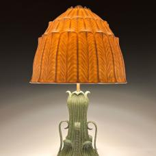 Translucent porcelain shade and plant-like earthenware base