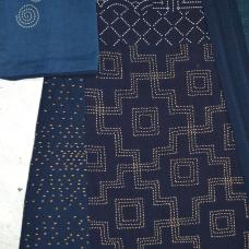 The Swing Coat was born out of the desire to create an innovative  3-dimensional shape that gives dynamic movement to textile art. This coat is hand-stitched on delicately woven cotton fabric. The fabric and thread are both hand-dyed with natural plants  such as indigo.