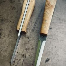 2.5" Oyster Shucker. Stainless steel with maple scales and brass pins.