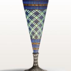 Plique a jour goblet -- When firing the enamel in the furnace  only surface tension keeps the molten glass in place. The result is like a 3D stained glass window.