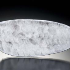 Pin. Hand fabricated. Vitreous enamel  enamel pencil  18K gold  copper  oxidized silver. 