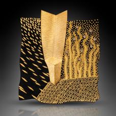  Po Mok Sang Guem (Korean Damascen 24K inlaid on Steel)  24k Fused on 22k  Brooch  and Neckpiece.