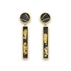 Earrings 24K gold  18K gold  Shakudo  Diamonds