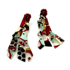 Blown  carved and sewn glass with glass seed beads and rhinestones