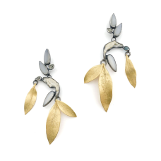 Moonstone  tourmaline  rodent mandibles  18k yellow gold over silver  silver  pieris. Lost wax cast and fabricated