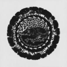 Single sheet of black paper cut with scissors mounted on matting board. &amp;quot;Evil bunny rabbits tempting me with their fluffy fur&amp;quot; Is part of the mandala series that show the predator  its prey  and the environment on which they depend on. This series highlights the interdependence of different forces.