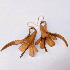 Steam-bent  Coopered tapered  steam-bent flower earrings  Brass or silver hooks.