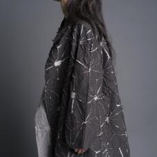 Hand-dyed using sustainable dyes  silk and linen. Deconstructed  hand-cut  stitched. Hand-patterned. Constructed with couture finishing by hand and machine. Worn with Urban Shirt.