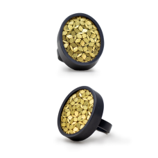 Hand sawing and hand fabricated. 18k gold  sterling silver Ring.