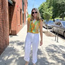 Crafted from remnants of our jacket production  the Amelia Flutter Sleeve Vest features charming flutter sleeves and a reversible design. Boasting tie closures for a personalized fit  this piece seamlessly transitions from casual outings to formal affairs.