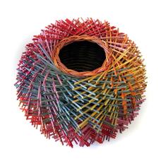 sea urchin-like multicolored rattan basket