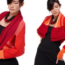 The jacket is invert-able it can be wore as long or as short  knit with 100% cotton