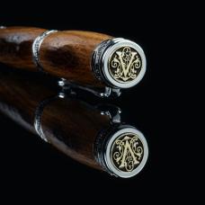 Pen handcrafted of reclaimed wine barrels from the famous Biltmore Estate. This was a custom project to make pens specifically for the estate. Each one has the Vanderbilt insignia on the top of the pen.