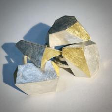 Hand and hollow-fabricated form sterling silver and 28kt gold bimetal. Hand finished. One of a kind