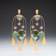 18k Gold Filled metal framed interwoven with Glass Seed Beads.