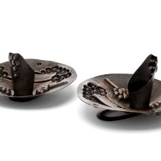 Forged formed and fabricated brass  stainless steel  tool dip  patina  oil and optional flower frog