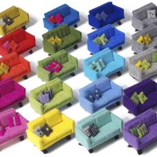 many miniature felt couches